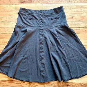 Vintage Charcoal A-Line Skirt with Button and Pocket Details